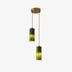 Cargar imagen en el visor de la Galería, Two head green jade cylinder pendant lamp with 2.36 inch / 6 cm shades