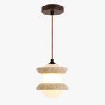 Cargar imagen en el visor de la Galería, Single travertine stone pendant light on a plain background