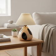 Undara Table Lamp - Pleated Fabric Shade Glass-Base Decorative Lamp for Living Room