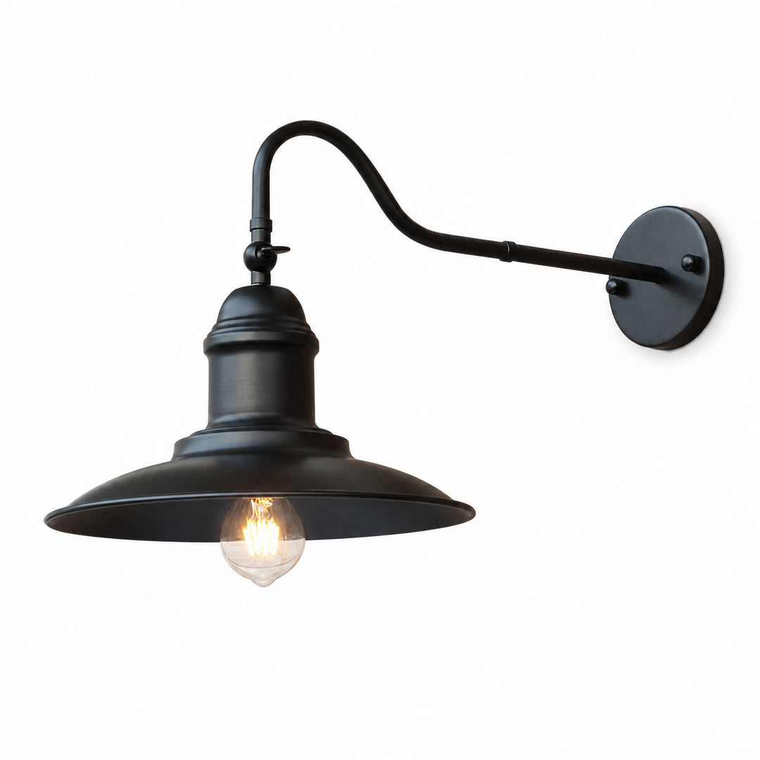 Bell shade outdoor wall sconce in black finish