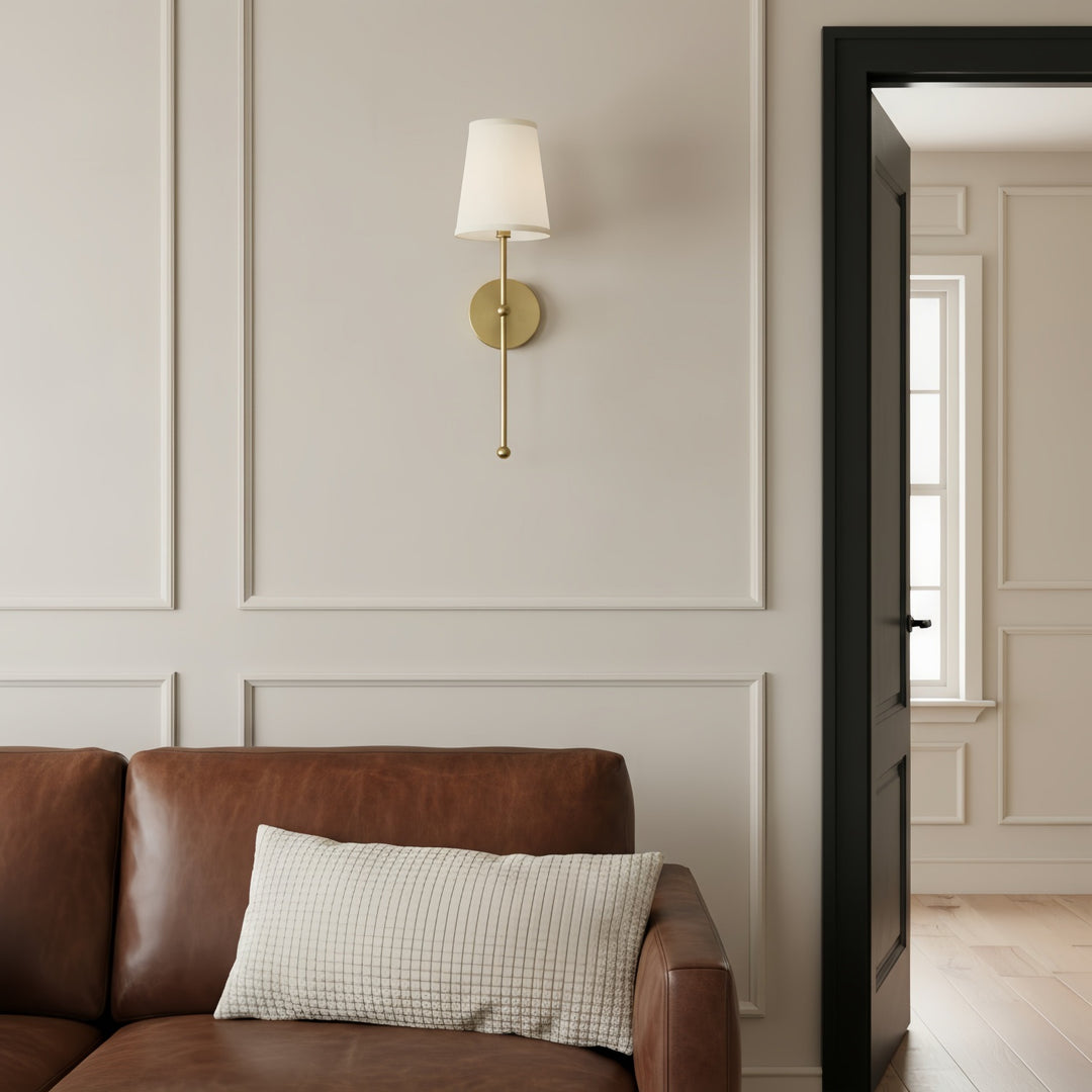 Meshara Minimalist Gold Wall Lamp - Metal and Fabric Material for Living Room