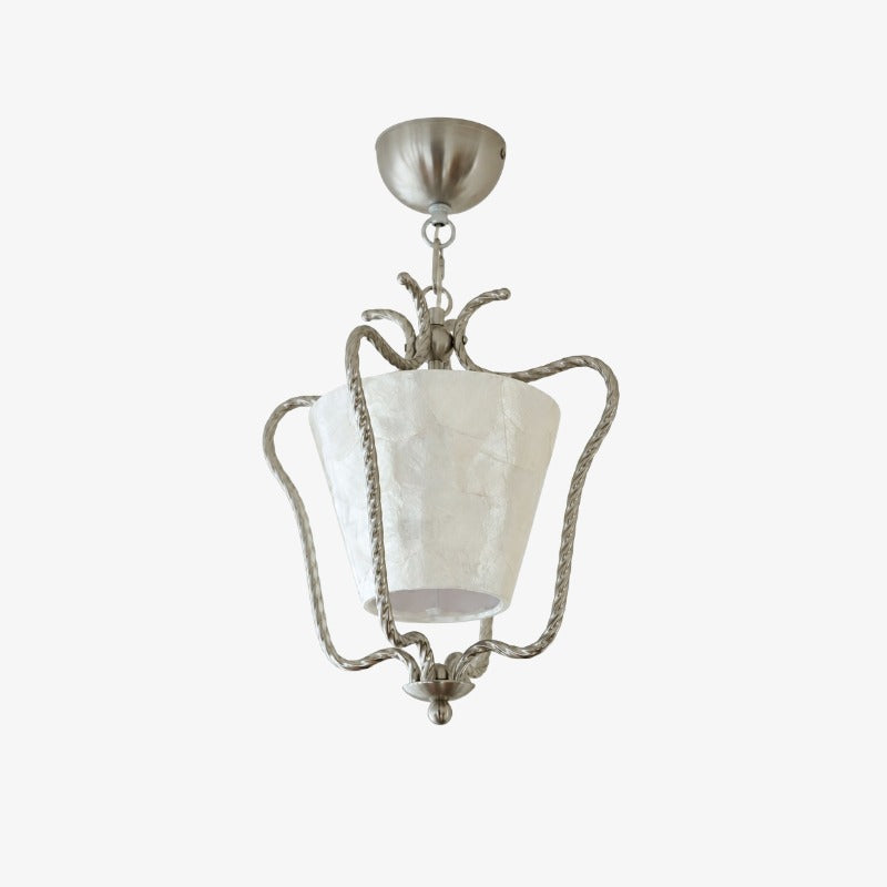 Lunavera Mid-Century Capiz Shell Drum Ceiling Light for Balcony and Hallway