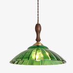 Charger l'image dans la visionneuse de la galerie, Suspension vintage Elunaris en forme de trompette avec abat-jour en verre vert pour salle à manger