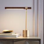 Load image into Gallery viewer, Moss Modern Linear Wood LED Table Lamp – Adjustable Swivel, USB Charging
