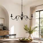 Cargar imagen en el visor de la Galería, Lámpara de araña vintage de hierro negro estilo candelabro