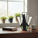 Afbeelding laden in galerijweergave, TF Felix Tafellamp – Art Deco Ontwerp met Glazen Kap en Kat Beeldje voor Woonkamer of Slaapkamer