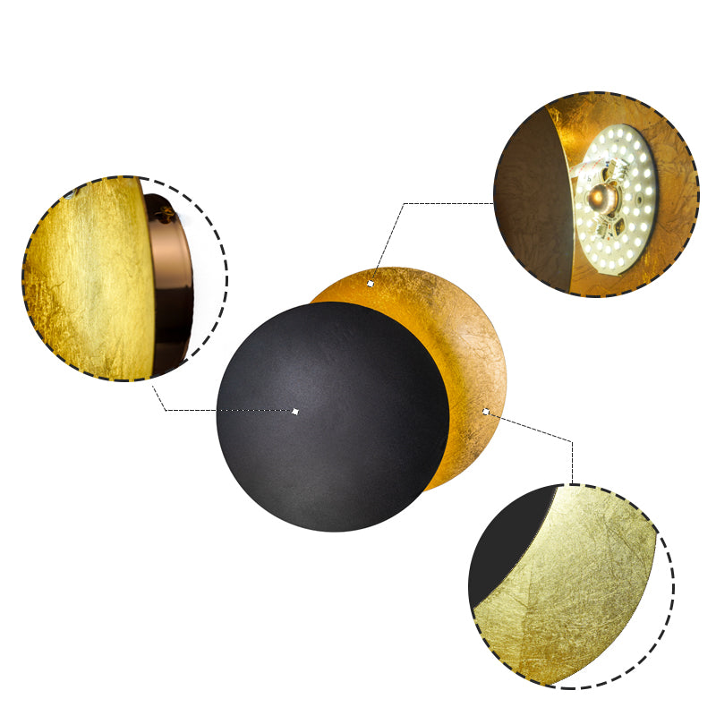 Discola schijf wandlamp – modern koperen halo ontwerp met ronde kap voor woonkamer of slaapkamer N20