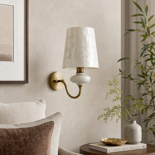 Shellure Applique Murale en Céramique Coquillage - Lumière d’Accent Élégante Style Français pour Chambre