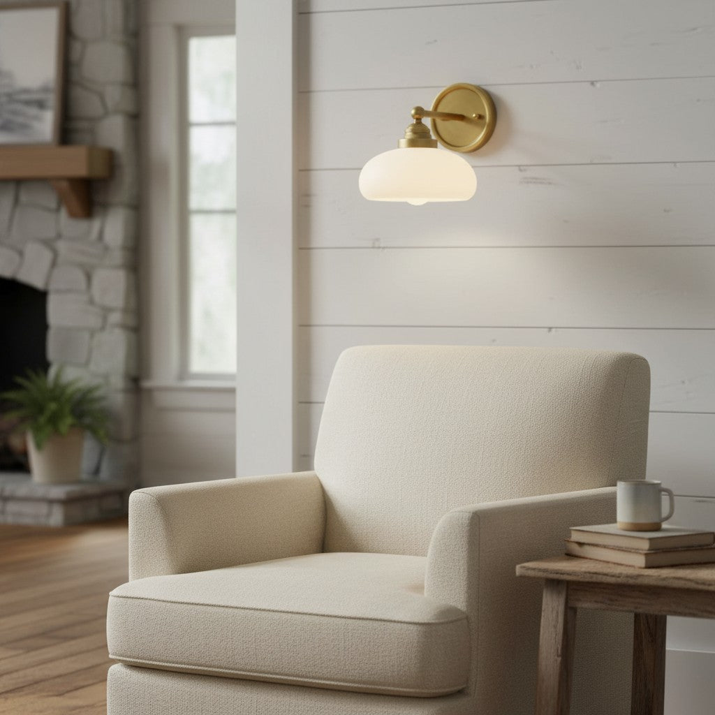 Velora Vintage Industrial Wall Sconce with Glass Shade for Hallway and Entryway