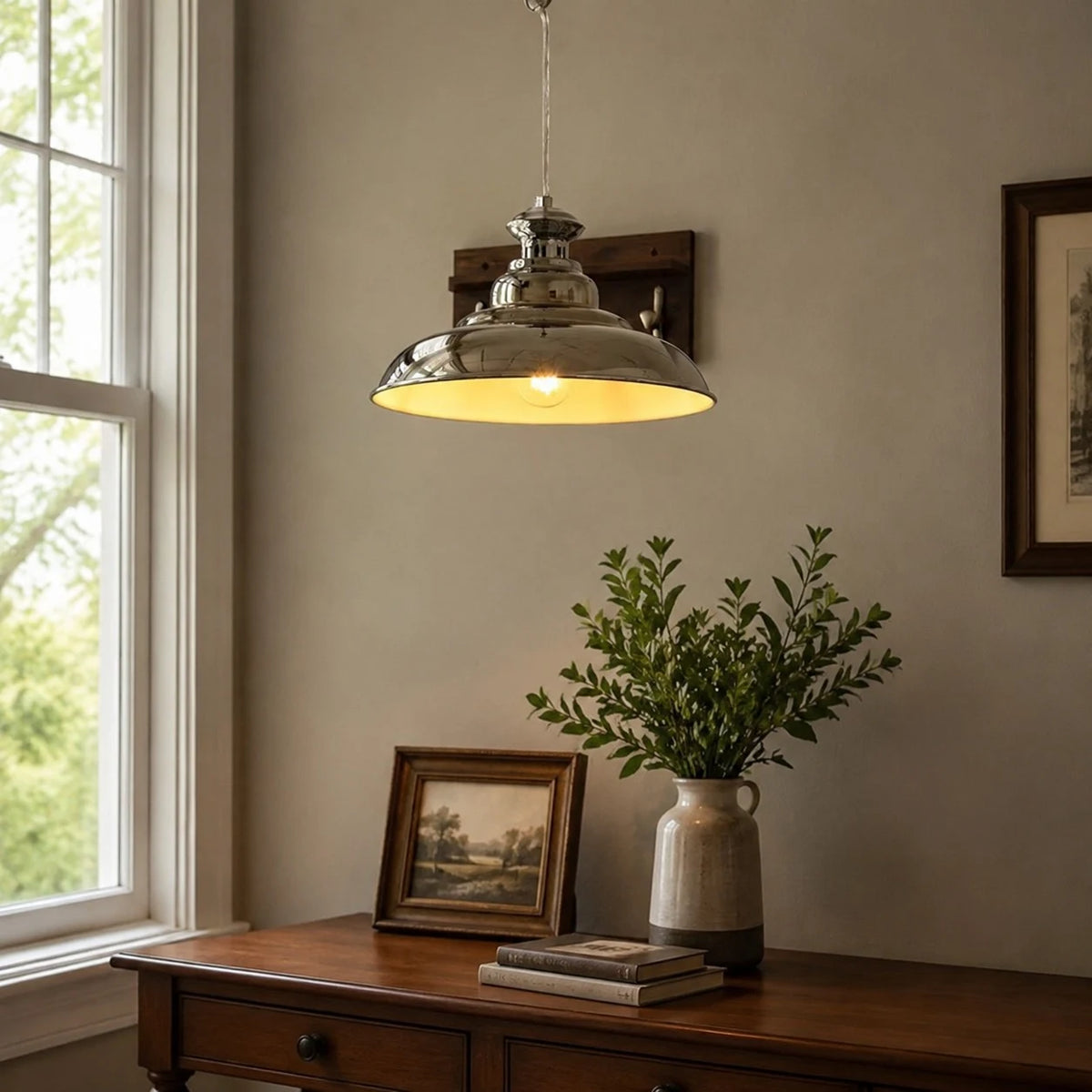 Bauhaus chrome dome pendant light