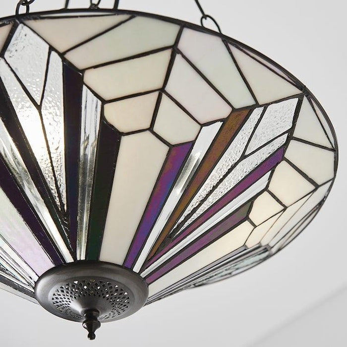 TF Astoria Decoratief Glas-in-Lood Semi Opbouwlamp – Art Deco Plafondarmatuur voor Entrees & Lounges