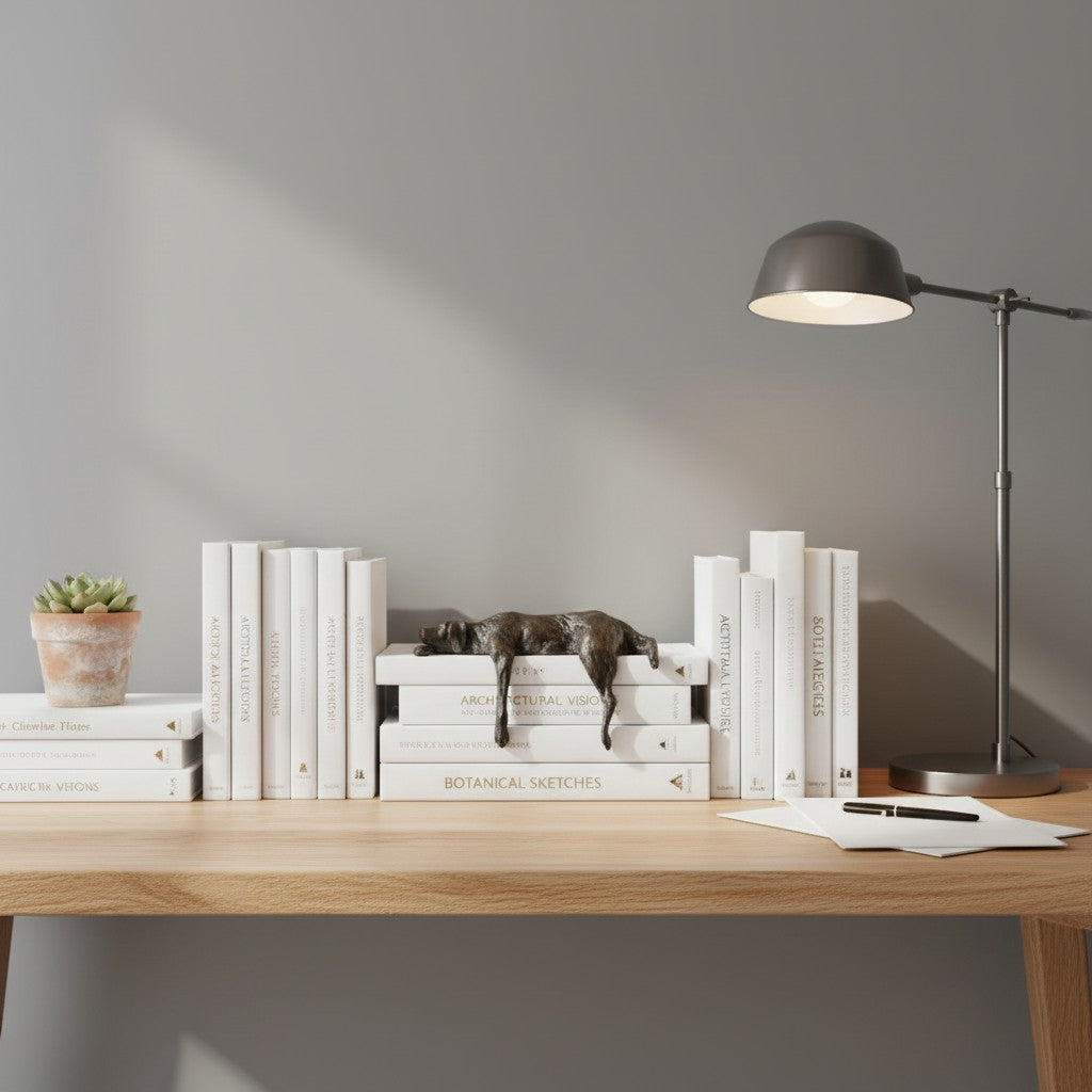 Floxo Lazy Dog and Abstract Nordic Human Figurine Minimalist Sculpture for Modern Shelves and Desks