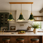 Cargar imagen en el visor de la Galería, Green triple pendant above a kitchen island