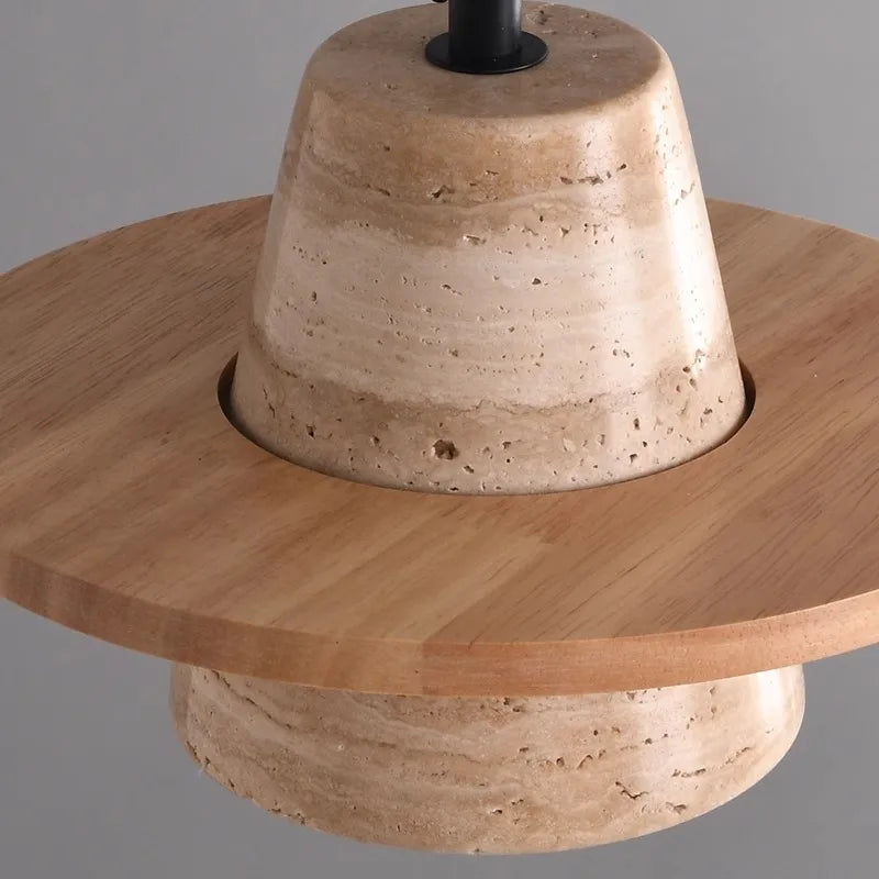 Travertijn Middeleeuwse Hout Steen Hanglamp