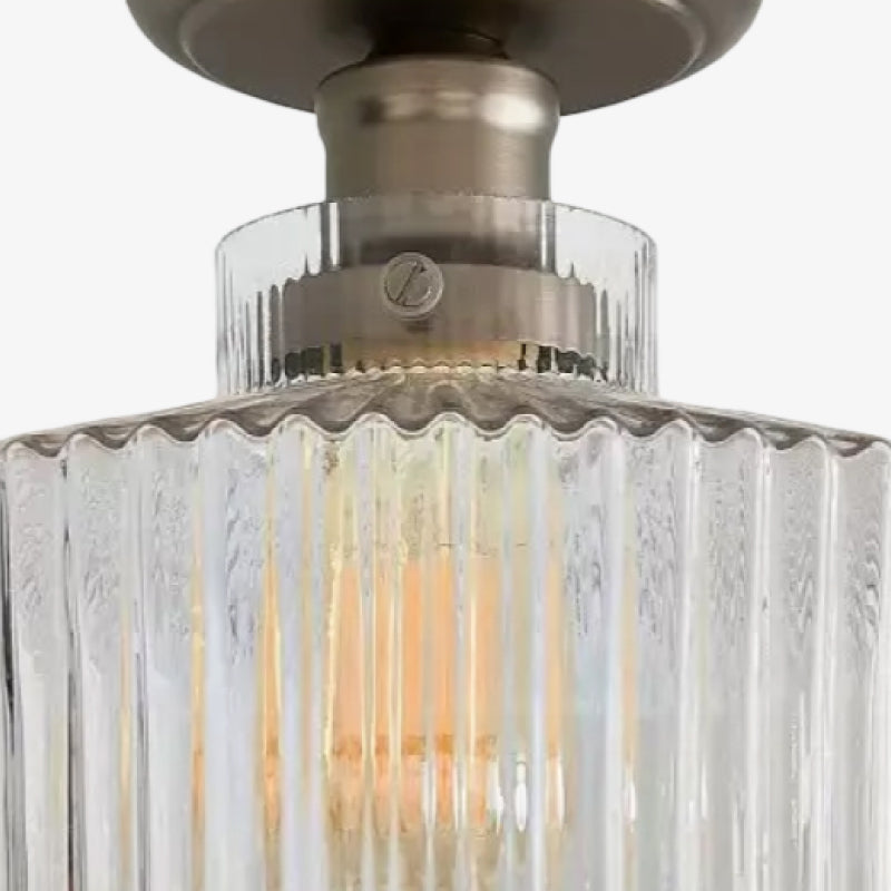 Ribora Vintage - Geïnspireerde Geribbelde Glazen Plafondlamp - Industriële Stijl Opbouwlamp voor Moderne Interieurs U05
