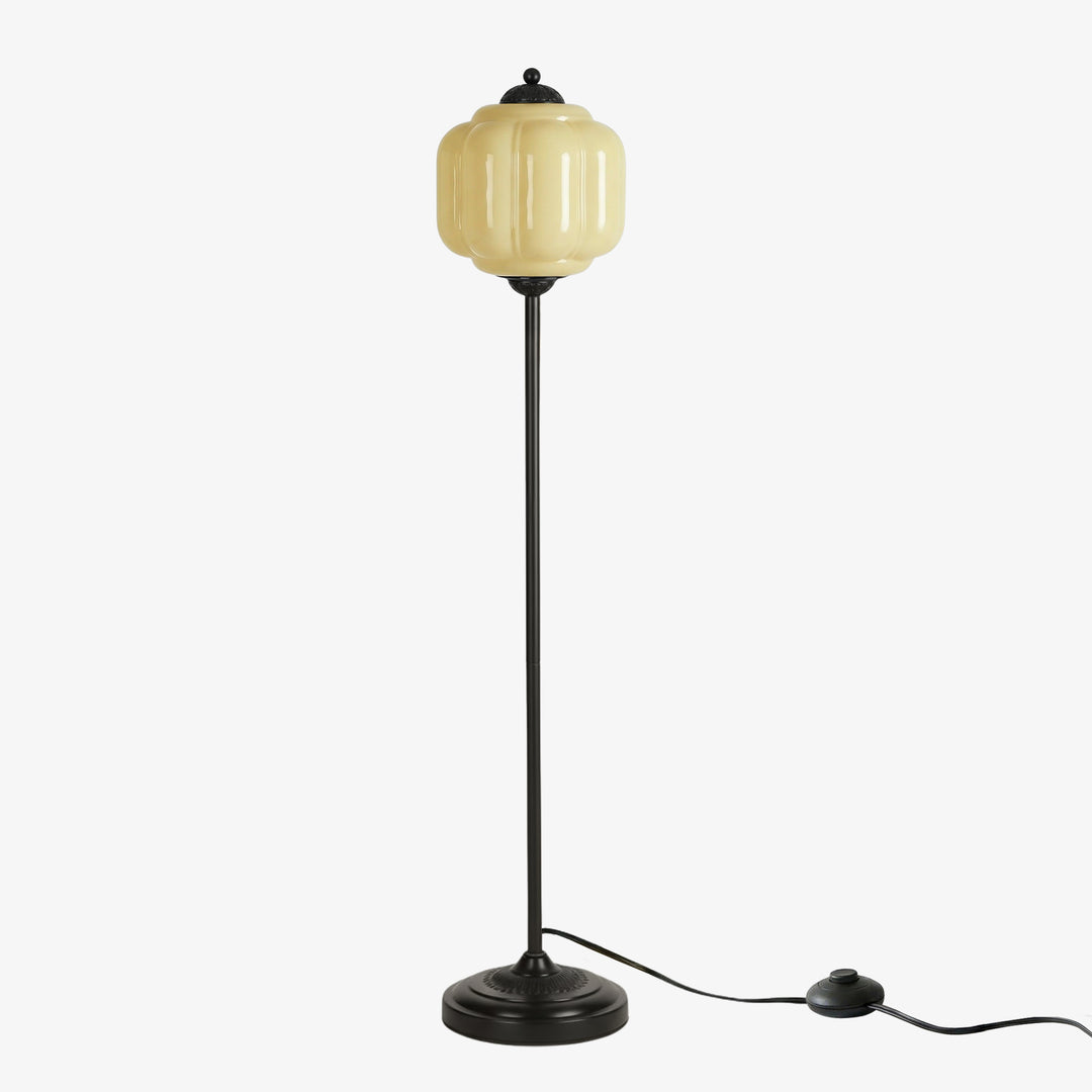 Eloise Strukturierte Glas-Kürbis-inspirierte Stehlampe - Organische Kunstfertigkeit und Retro-Stil für Wohnzimmer