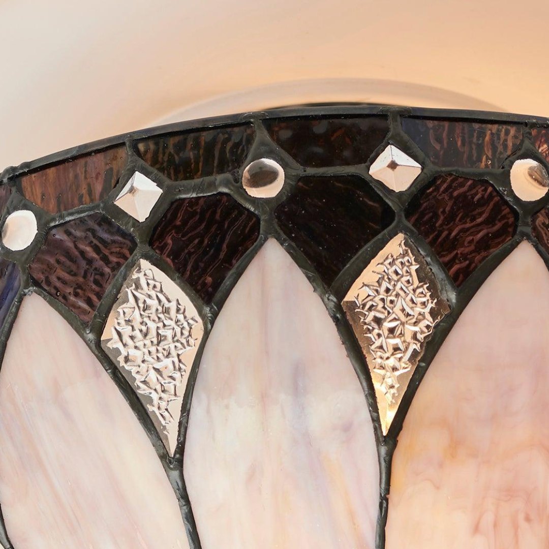 TF Brooklyn Tiffany semi-opbouw plafondlamp - geometrische glazen kap voor gangen of woonkamers