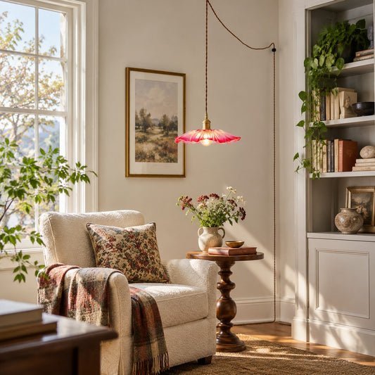 Glazen hanglamp met bloemblaadjes
