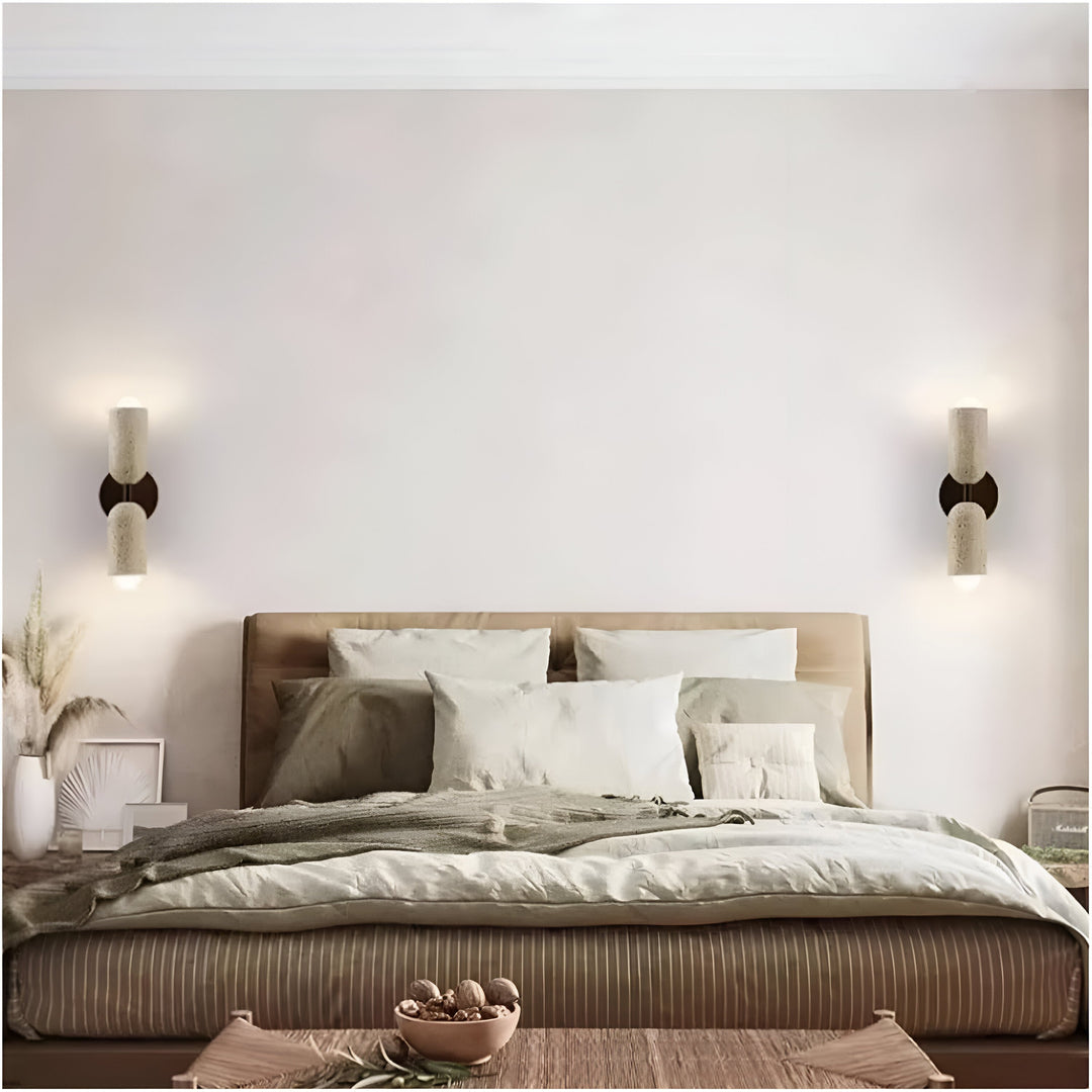 Applique da parete Merrill in travertino – Lampada LED moderna in stile nordico per camera da letto e corridoio