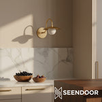 Load image into Gallery viewer, Curva Frosted Glass Globe Wall Sconce for Hallway &amp; Entryway
