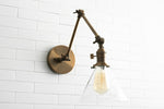 Load image into Gallery viewer, Conique Metal Industrial Wall Sconce with Adjustable Arm - Vintage Glass Cone Shade
