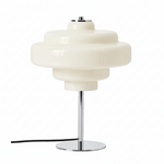 Afbeelding laden in galerijweergave, Koloro Glass Table Lamp - Retro Tiered Design with Chrome Base
