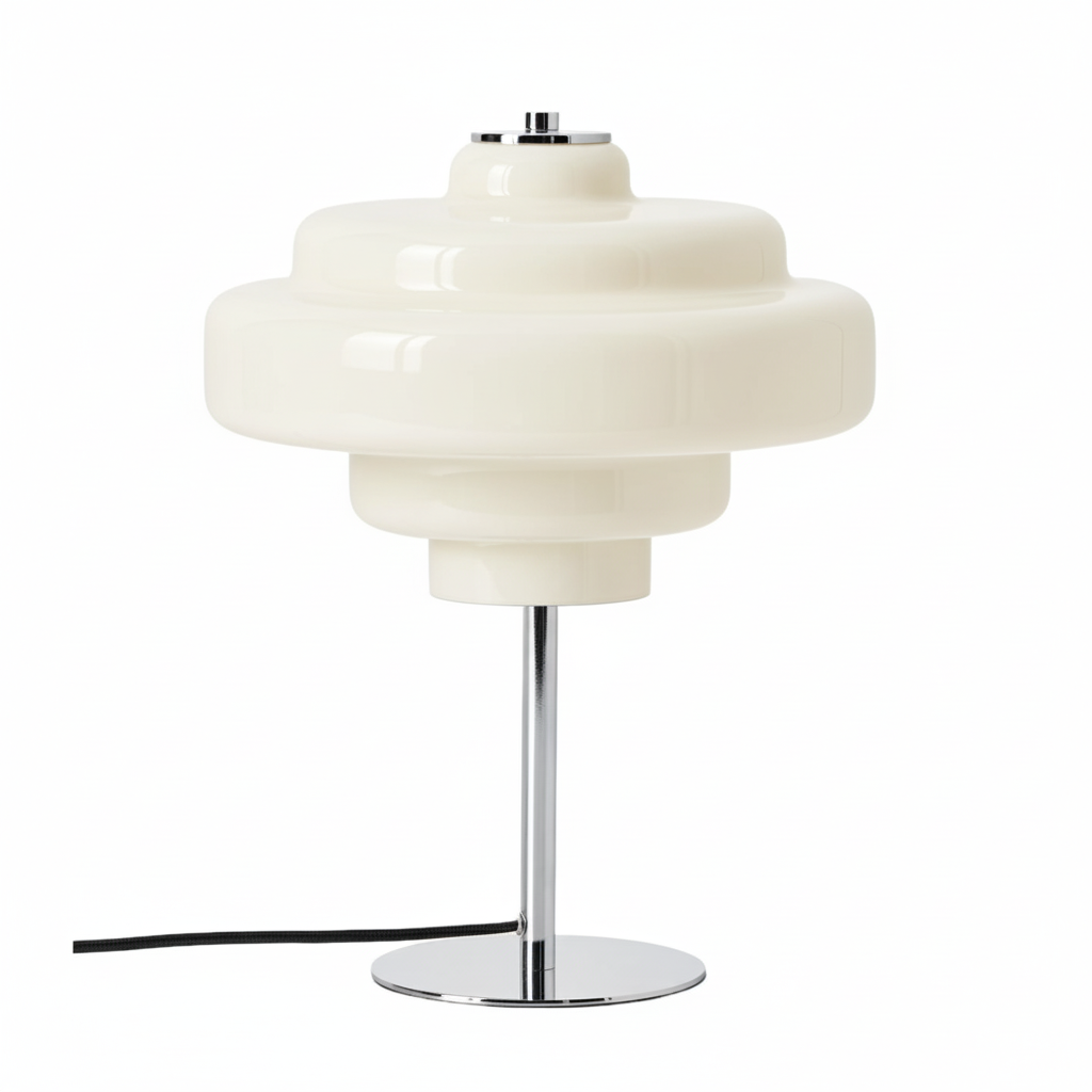 Koloro Glass Table Lamp - Retro Tiered Design with Chrome Base