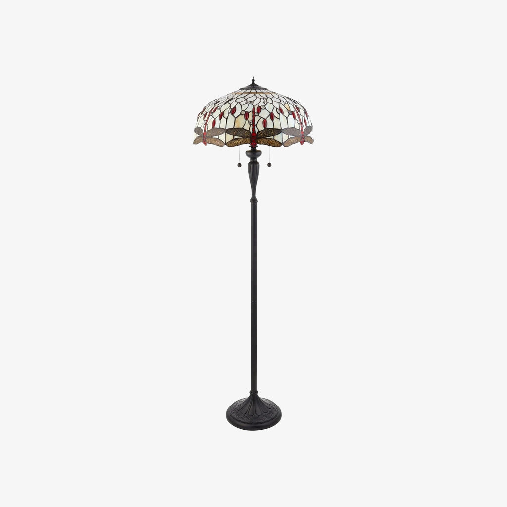 TF Dragonfly Motif Floor Lamp – Vintage Stained-Glass for Living Rooms