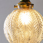 Cargar imagen en el visor de la Galería, ribbed clear glass pendant shade with warm bulb glow