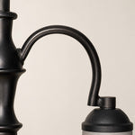 Afbeelding laden in galerijweergave, Close view of curved black iron chandelier arm