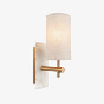 Load image into Gallery viewer, Vintage Brass Marble Wall Sconce - Natural Linen Shade
