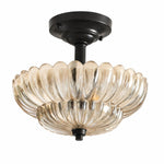 Załaduj obraz do przeglądarki galerii, Vintage fluted glass semi-flush ceiling light on white background