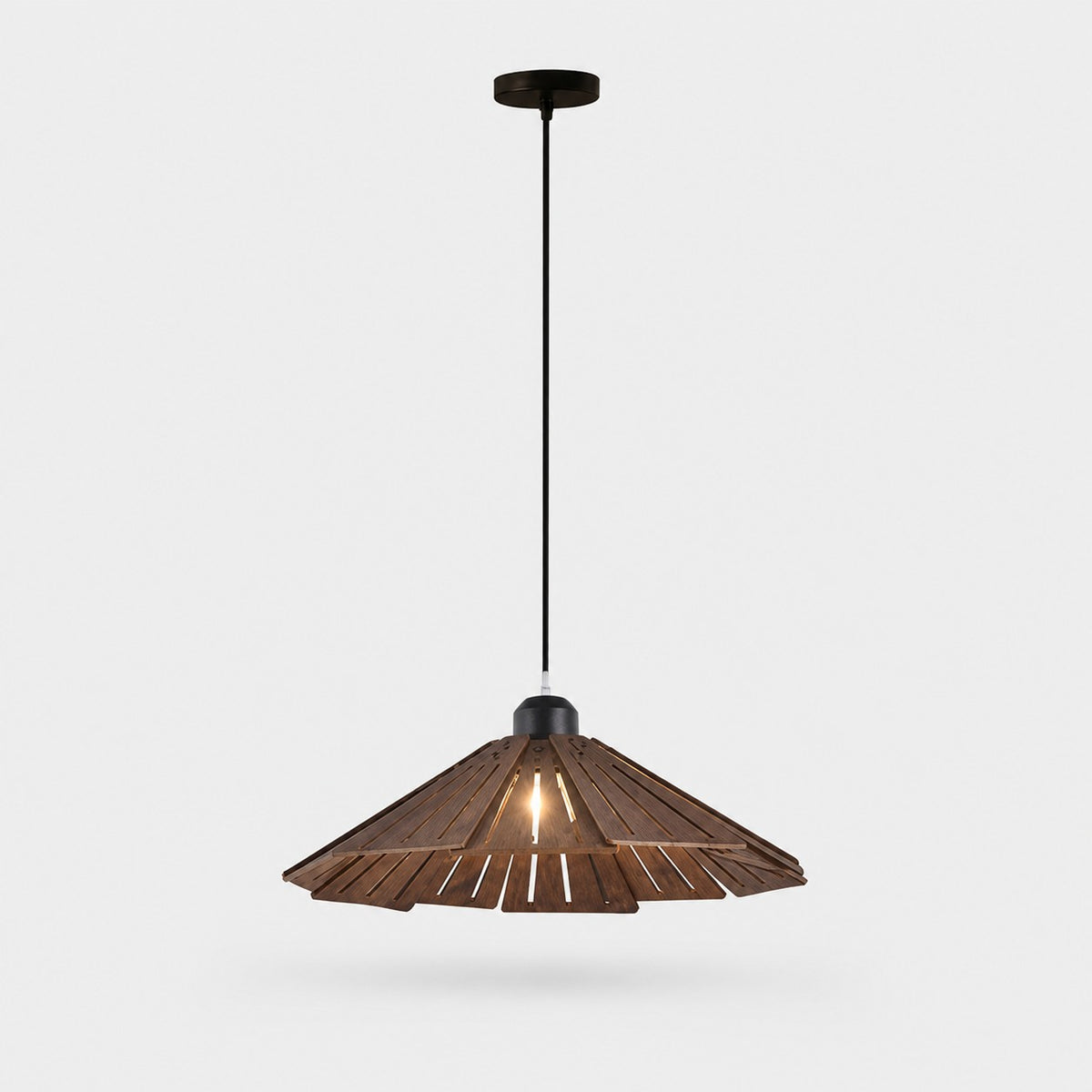 Walnut A style 35cm wooden pendant light