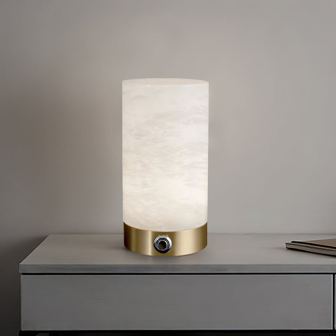 Lampe de table en albâtre Totem (batterie intégrée)