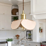 Cargar imagen en el visor de la Galería, Close kitchen view of a leather petal pendant light