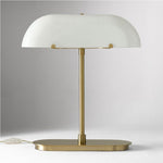 Load image into Gallery viewer, Ferosa Boat-Shaped Lampshade Table Lamp – Vintage Bronze Finish with Milk Glass Shade
