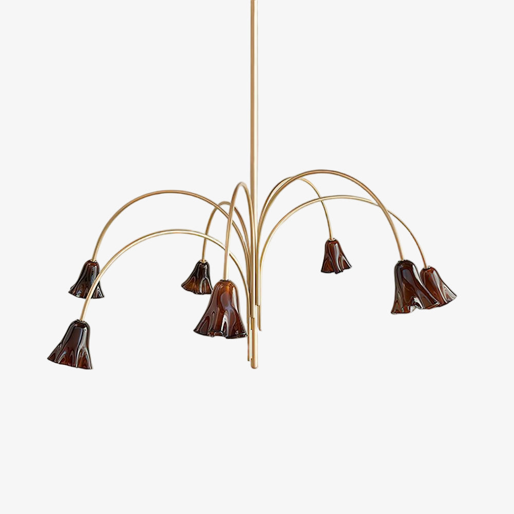 Bellina Modern Romantic Chandelier - Botanical Lily Design with Glass Flowers