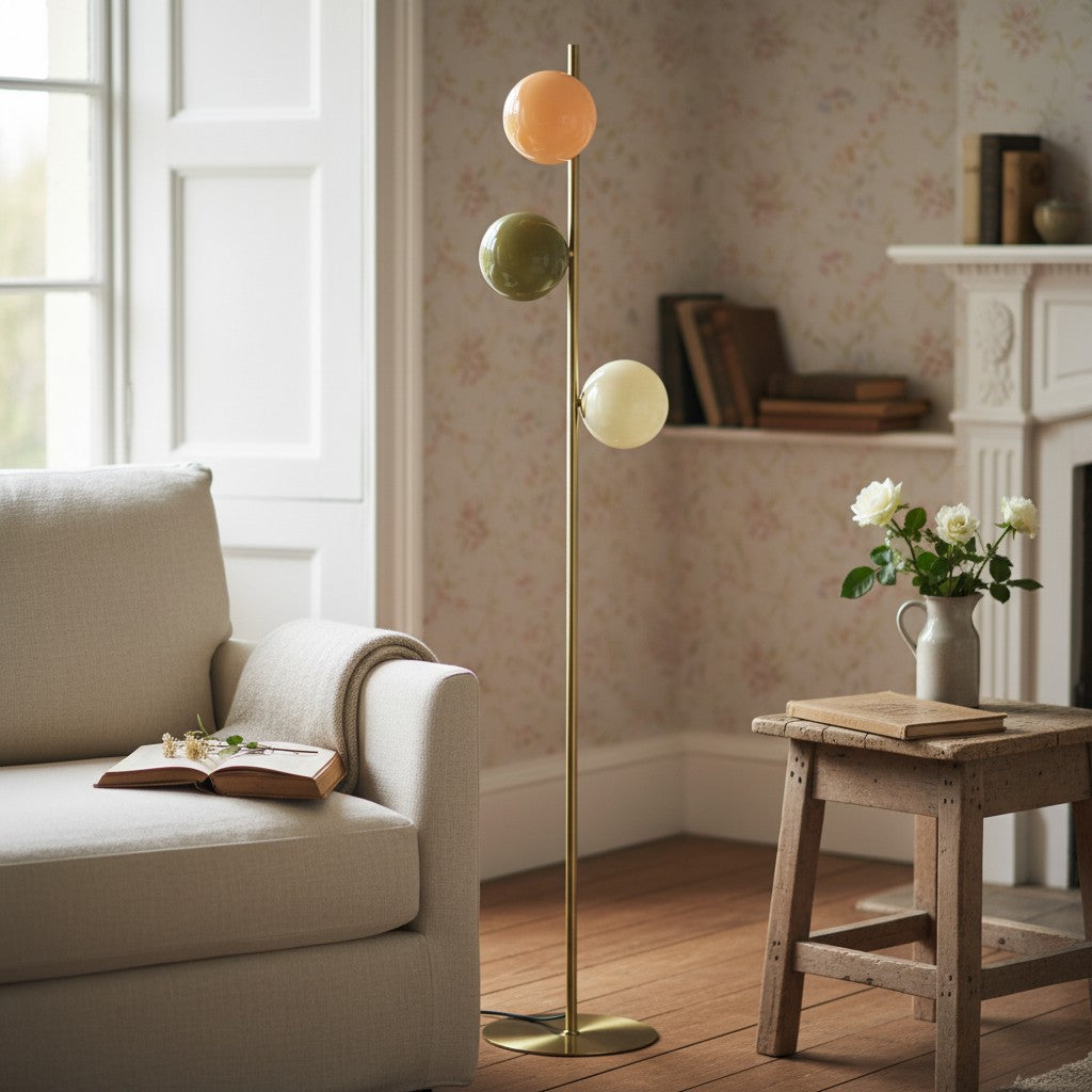 Coloria Opal Glass Floor Lamp – Minimalist Light for Living & Bedroom