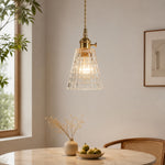 Charger l'image dans la visionneuse de la galerie, Style E geometric glass pendant above a wooden dining table