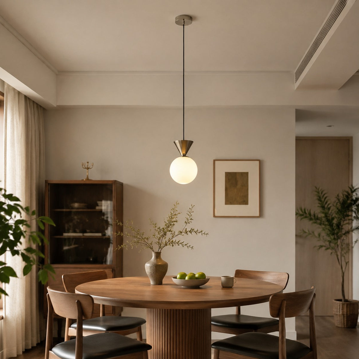Bauhaus Glass Pendant Lamp with Iron Accent for Kitchen