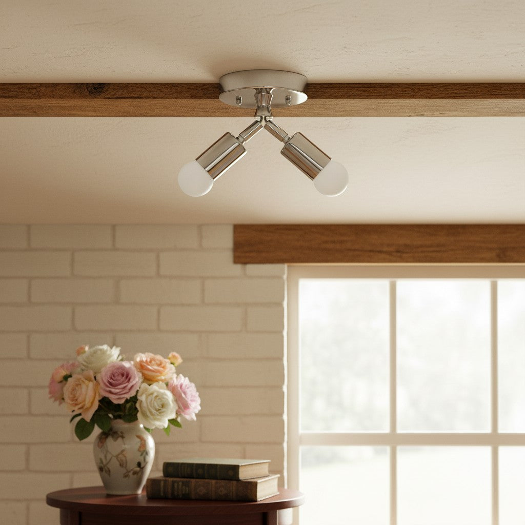 Mobilux Line Modern Brass Flush Mount - Minimalist Gold Ceiling Light for Bedroom