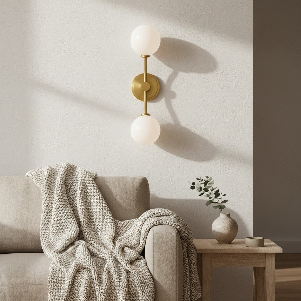 Applique da parete in ferro Arden Glass a 2 luci - Design moderno curvo per bagno o corridoio