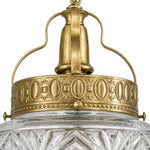 Afbeelding laden in galerijweergave, Brass suspension frame and clear glass pendant detail