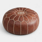 Bild in die Galerieansicht laden, Brauner marokkanischer Pouf Ottoman, runder gesteppt Fußhocker für Wohnzimmer, Schlafzimmer und Boho-Dekor