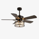 Carica l'immagine nella visualizzazione Galleria, Black ceiling fan light with K9 crystal cage, 132 cm / 52″