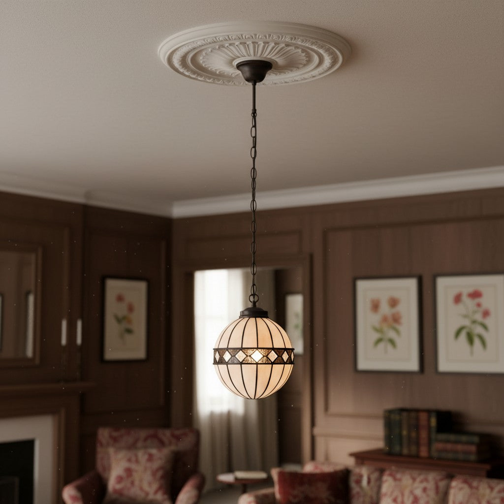 TF Fargo Tiffany-stijl Globe-hanglamp – met de hand vervaardigde kunstglazen bolverlichting voor keukeneiland