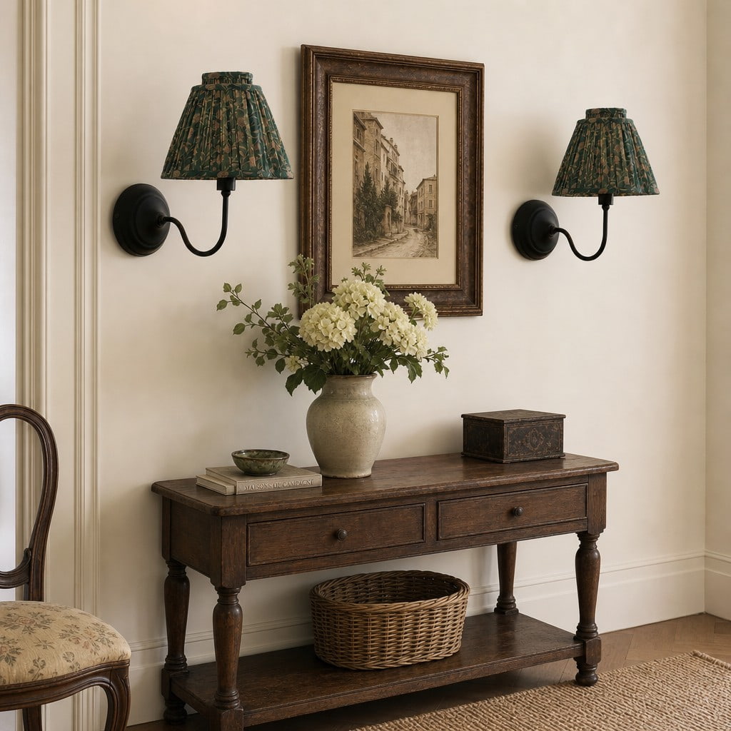 Solmire Contemporary Wall Light – Tailored Fabric Metal Wall Fixture for Bedroom and Hallway