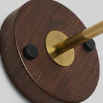 Cargar imagen en el visor de la Galería, Wood round base and brass-tone arm detail