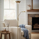 Load image into Gallery viewer, Linexis Art Deco Metal &amp; Opal Glass Floor Lamp – Dual-Light Design for Modern Interiors