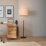 Load image into Gallery viewer, Mavora Adjustable Floor Lamp - Modern Telescoping Light with Linen Shade for Reading
